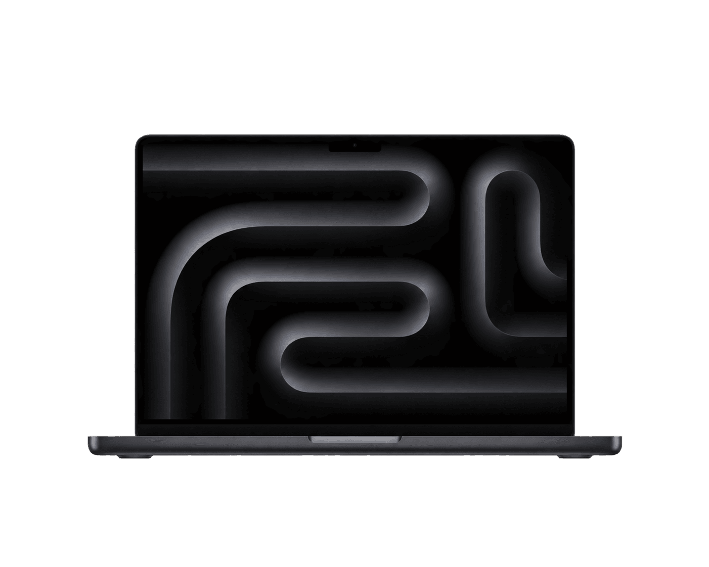 Space Black Apple 14-inch MacBook Pro with M5, viewed from the front